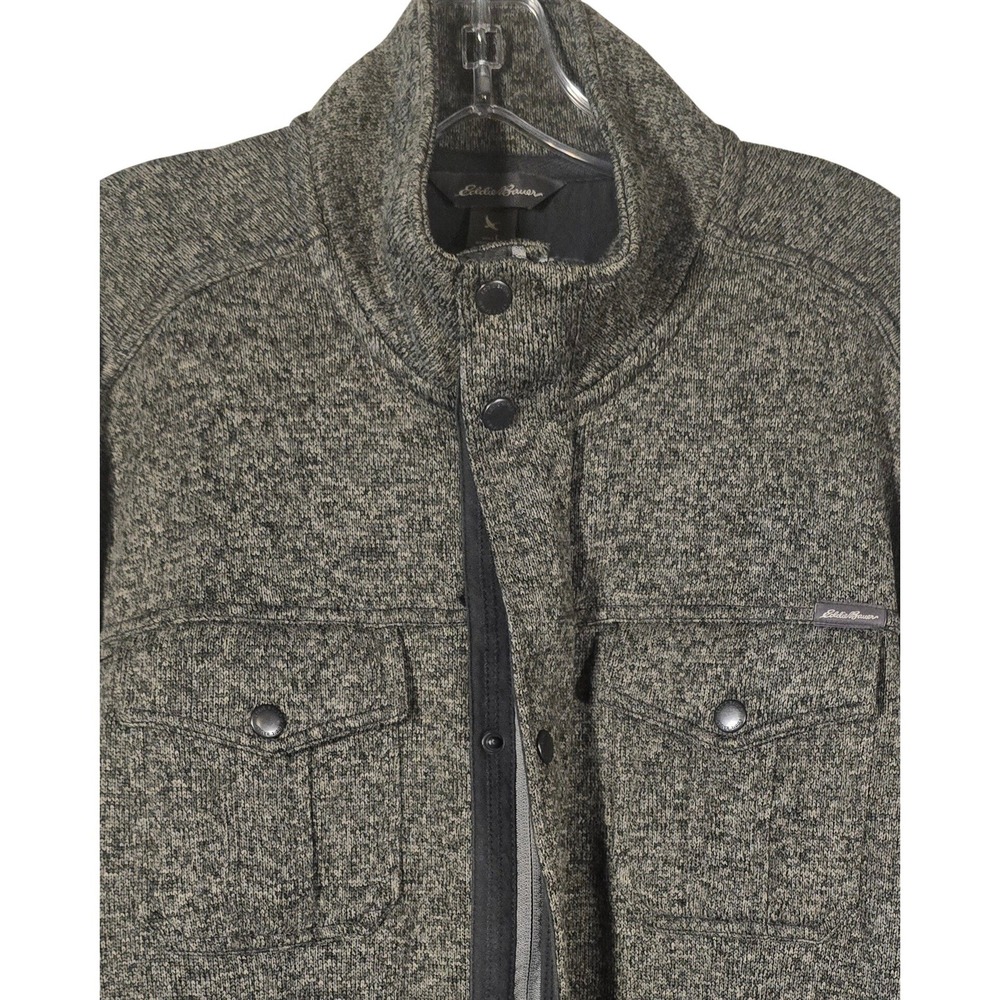 Eddie Bauer Men's Heathered Knit Jacket Charcoal Gray Sweater Size Large
